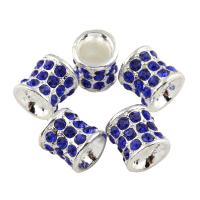 Rhinestone Zinc Alloy Beads, Tube, platinum color plated, with rhinestone Approx 4mm 