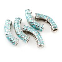 alliage de zinc perles tube incurvé, Tube courbe, Placage de couleur platine, émail Environ 3mm Vendu par sac