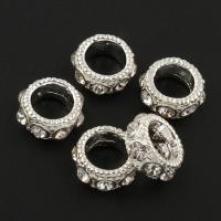 Rhinestone Zinc Alloy Beads, Drum, silver color plated, with rhinestone Approx 3mm 