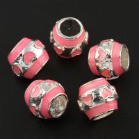 Enamel Zinc Alloy Beads, Drum, silver color plated Approx 4mm 