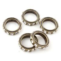 Zinc Alloy Linking Ring, Donut, antique bronze color plated, with rhinestone & large hole Approx 15mm 