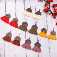 Zinc Alloy Tassel Earring, with Cotton Thread, antique copper color plated, for woman 