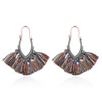 Zinc Alloy Tassel Earring, with Cotton Thread, antique copper color plated, for woman 