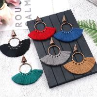 Zinc Alloy Tassel Earring, with Cotton Thread, antique copper color plated, for woman 