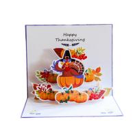 Paper 3D Greeting Card, Pumpkin, handmade, with envelope & 3D effect & hollow 