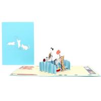 Paper 3D Greeting Card, Cat, handmade, with envelope & 3D effect 