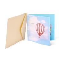 Paper 3D Greeting Card, Hot Balloon, handmade, with envelope & 3D effect 