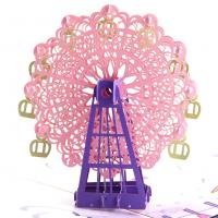 Paper 3D Greeting Card, Ferris Wheel, handmade, with envelope & 3D effect 