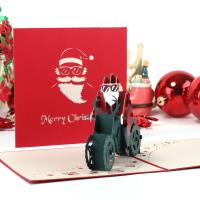 Paper 3D Greeting Card, Santa Claus, handmade, with envelope & 3D effect 