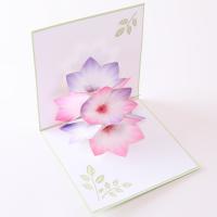 Paper 3D Greeting Card, Oriental Cherry, handmade, with envelope & 3D effect 
