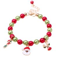 alliage de zinc bracelet, avec Acrylique, Placage, unisexe & Bijoux de Noël & émail, multicolore Environ 7 pouce, Vendu par brin