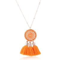 Zinc Alloy Sweater Necklace, with Cotton, with 1.97Inch extender chain, Tassel, plated, Unisex & oval chain Approx 23.62 Inch 