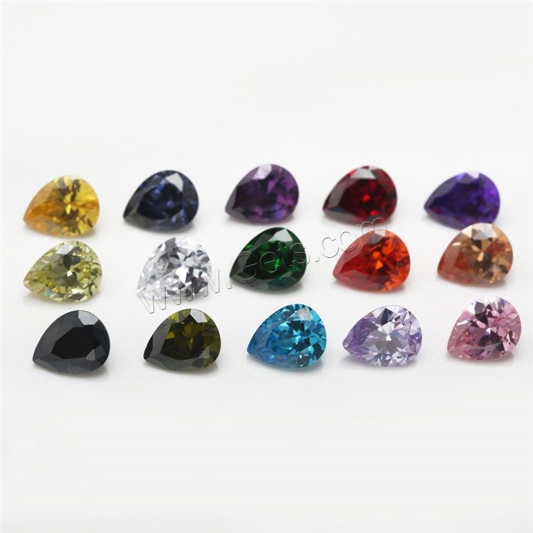Cubic Zirconia Cabochons, Teardrop, different size for choice & rivoli back, mixed colors, 15PCs/Bag, Sold By Bag