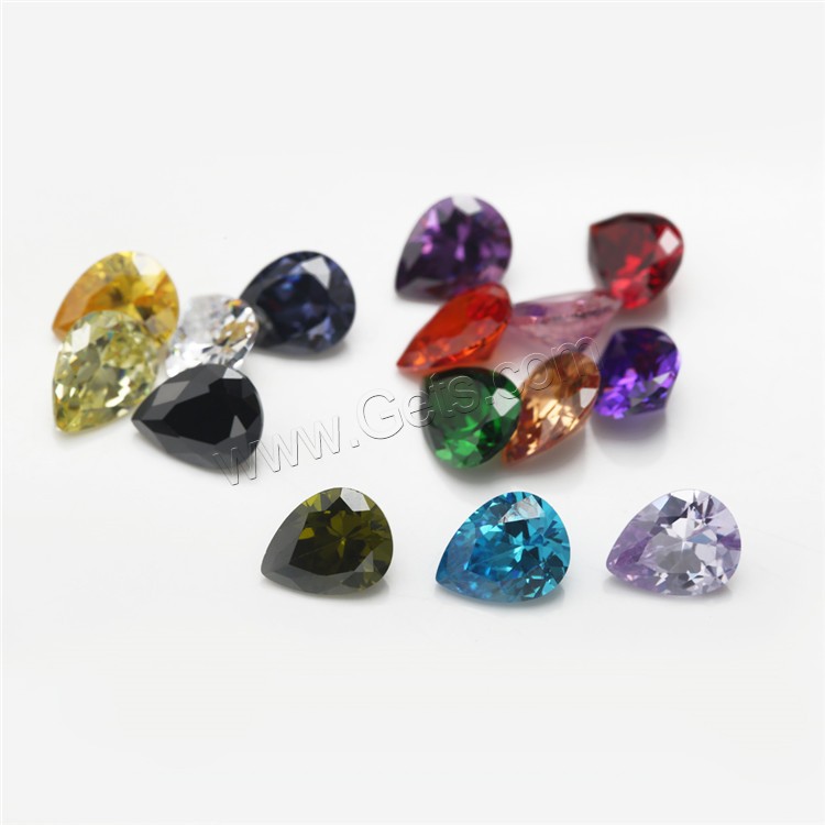 Cubic Zirconia Cabochons, Teardrop, different size for choice & rivoli back, mixed colors, 15PCs/Bag, Sold By Bag