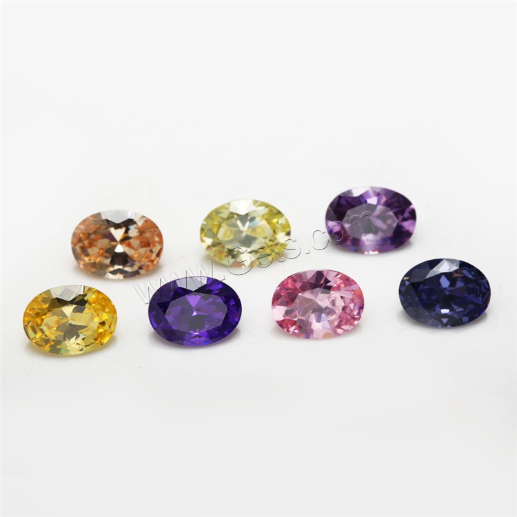 Cubic Zirconia Cabochons, Oval, different size for choice & rivoli back, mixed colors, 15PCs/Bag, Sold By Bag