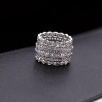 Cubic Zirconia Micro Pave Brass Finger Ring, silver color plated & micro pave cubic zirconia & for woman, nickel, lead & cadmium free 