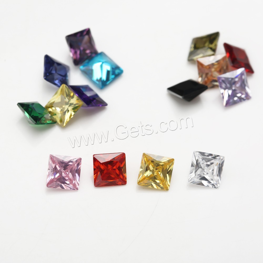 Cubic Zirconia Cabochon, Square, different size for choice & rivoli back, mixed colors, Grade AAAAA, 15PCs/Bag, Sold By Bag