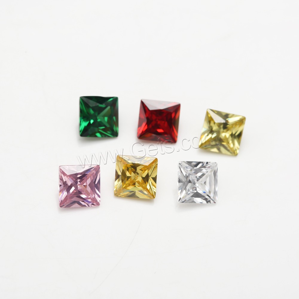 Cubic Zirconia Cabochon, Square, different size for choice & rivoli back, mixed colors, Grade AAAAA, 15PCs/Bag, Sold By Bag