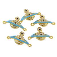 Rhinestone Zinc Alloy Connector, gold color plated, enamel & with rhinestone & 1/1 loop Approx 1mm 