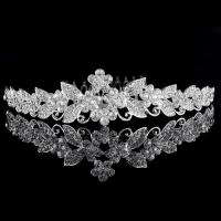 Bridal Tiaras, Brass, platinum color plated, for woman & with rhinestone 