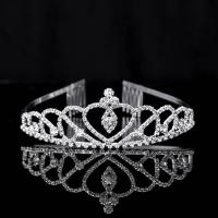 Bridal Tiaras, Brass, platinum color plated, for woman & with rhinestone 
