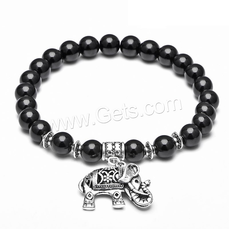 Lava Bracelet, with Brass, Elephant, antique silver color plated, Unisex & different size for choice & different styles for choice, 8mm, Sold By Strand