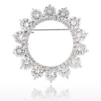 Brass Brooch, with Cubic Zirconia, platinum plated, Unisex 