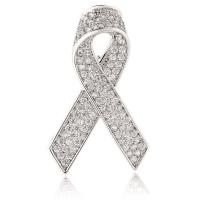 Brass Brooch, with Cubic Zirconia, Bowknot, platinum plated 