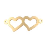 Zinc Alloy Charm Connector, Heart, gold color plated, 1/1 loop, lead & cadmium free Approx 1mm 