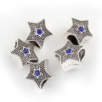Rhinestone Zinc Alloy European Beads, Star, antique silver color plated, without troll & with rhinestone, lead & cadmium free Approx 5mm 