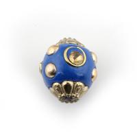 Indonesia Beads, with Zinc Alloy, Olive, gold color plated, with rhinestone Approx 1mm 