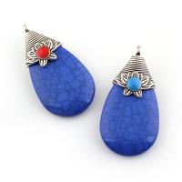 Resin Zinc Alloy Pendants, with Resin, Teardrop, antique silver color plated, enamel Approx 4mm 