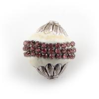 Indonesia Beads, with Zinc Alloy, Olive, antique silver color plated, with rhinestone Approx 1.5mm 