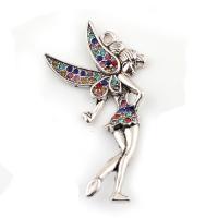 Zinc Alloy Rhinestone Pendants, Spirit, antique silver color plated, with rhinestone Approx 3mm 
