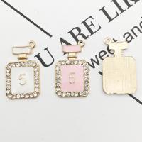 Zinc Alloy Enamel Pendants, Square, gold color plated, with rhinestone Approx 2-3mm 