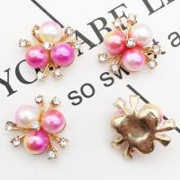 Zinc Alloy Hair Accessories DIY Findings, with Plastic Pearl, gold color plated, with rhinestone 