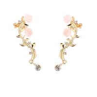 Zinc Alloy Stud Earring, with Resin, Flower, plated, for woman & with rhinestone 