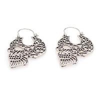 Zinc Alloy Drop Earring, Skull, silver color plated, for woman & hollow 