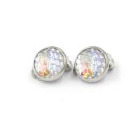 Stainless Steel Clip Earring, with Resin, Flat Round, for woman 12mm 