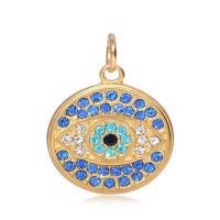 Rhinestone Stainless Steel Pendants, Flat Round, plated, for woman & with rhinestone 20mm 