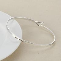 Brass Bangle, silver color plated, Unisex & blacken, 3.2mm, Inner Approx 62mm 