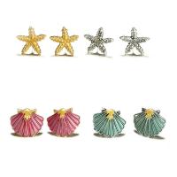 Zinc Alloy Stud Earring Set, iron post pin, plated, vintage & for woman & enamel, multi-colored, nickel, lead & cadmium free 