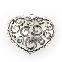 Zinc Alloy Heart Pendants, antique silver color plated, hollow Approx 5mm 