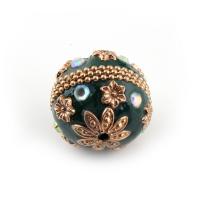 Indonesia Beads, with Zinc Alloy, Round, gold color plated, with rhinestone Approx 1.5mm 