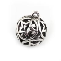 Zinc Alloy Hollow Pendants, Round, antique silver color plated Approx 2mm 