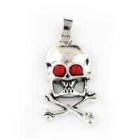 Resin Zinc Alloy Pendants, with Resin, Skull, antique silver color plated Approx 
