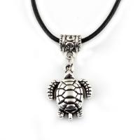 Zinc Alloy Necklace, with PU Leather Cord, with 5cm extender chain, Turtle, antique silver color plated, Unisex Approx 17.3 Inch 