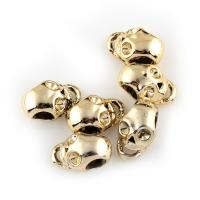 Perles European en alliage de zinc, crane, Placage de couleur d'or, sans filetage Environ 5mm Vendu par sac