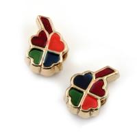 Enamel Zinc Alloy Beads, Four Leaf Clover, gold color plated, without troll Approx 5mm 