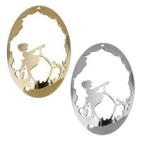 Brass Jewelry Pendants, Flat Oval, plated Approx 2mm 